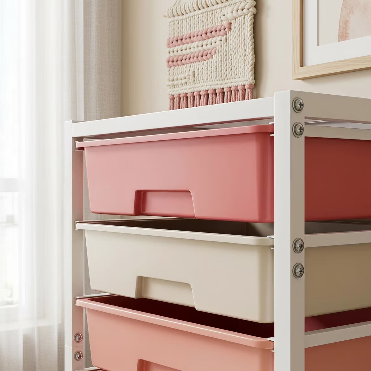 10-Drawer Rolling Storage Cart with Double-Wide Mobile Organizer