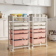 10-Drawer Rolling Storage Cart with Double-Wide Mobile Organizer