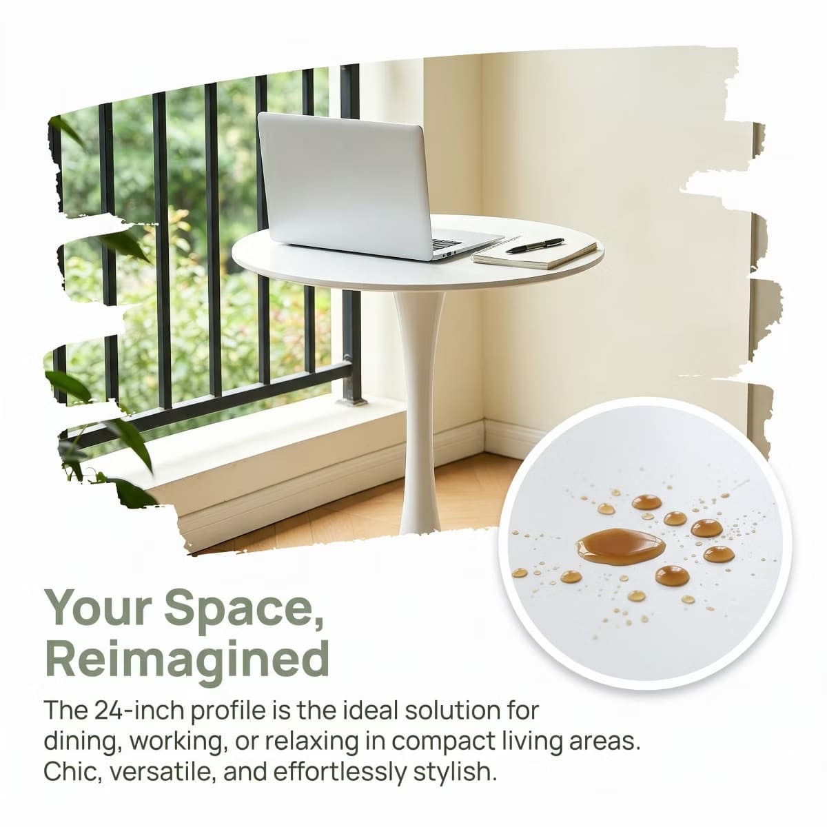 Round Dining Table – White Tulip Pedestal Design for Small Spaces