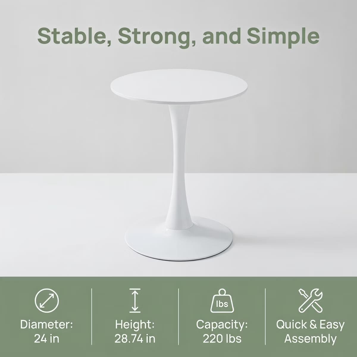 Round Dining Table – White Tulip Pedestal Design for Small Spaces
