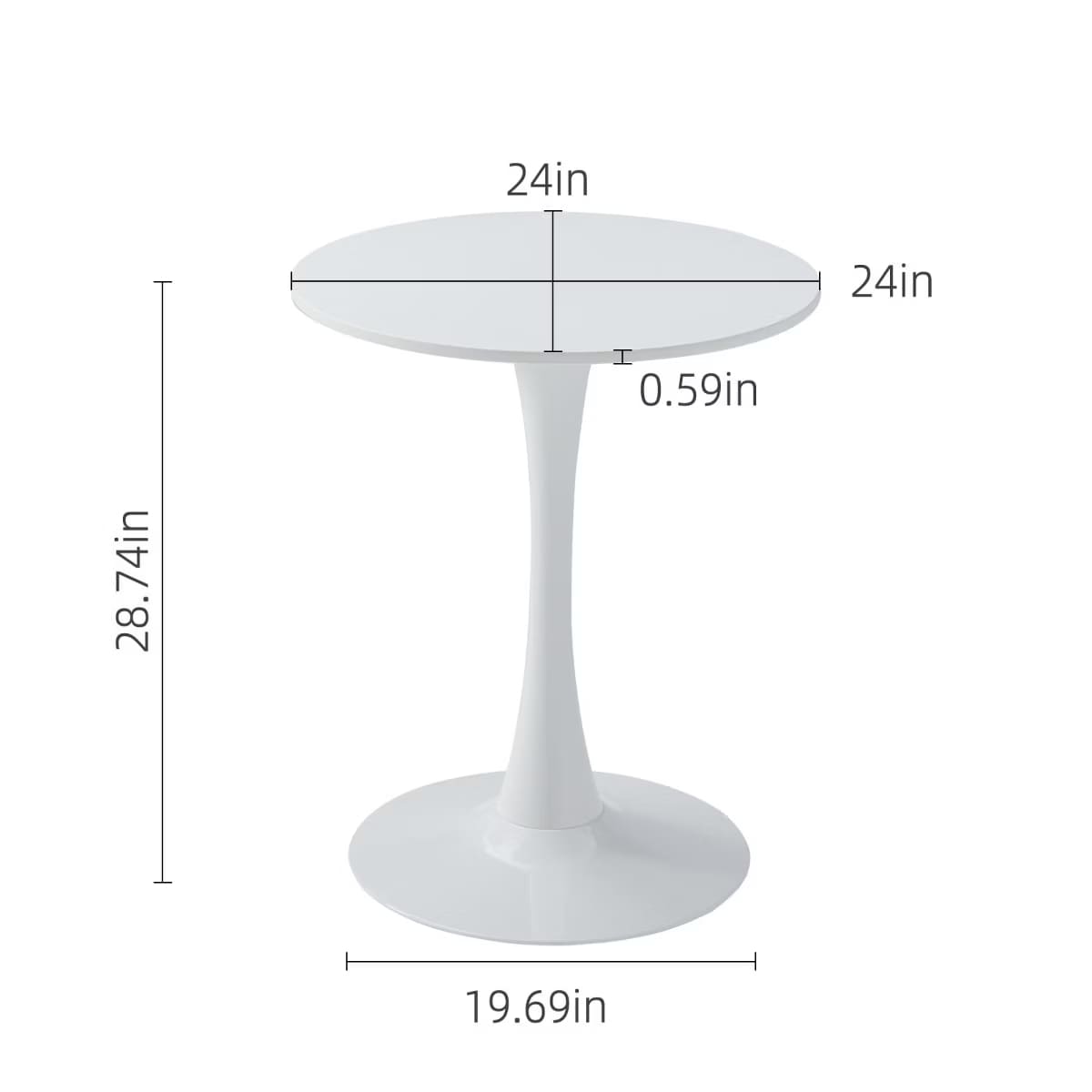 Round Dining Table – White Tulip Pedestal Design for Small Spaces