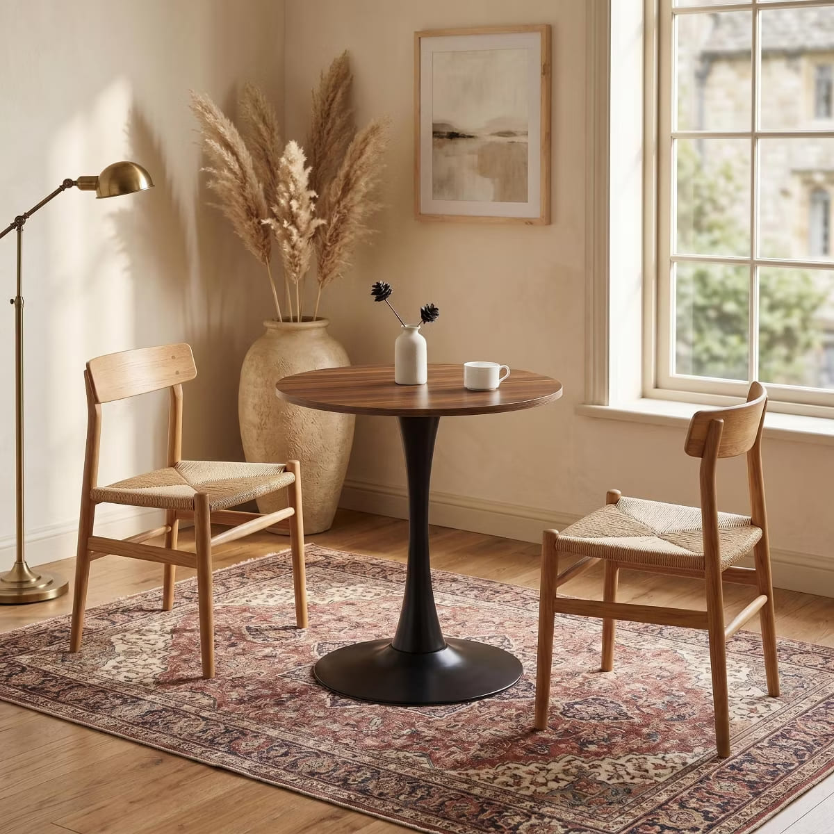 Round Dining Table – White Tulip Pedestal Design for Small Spaces