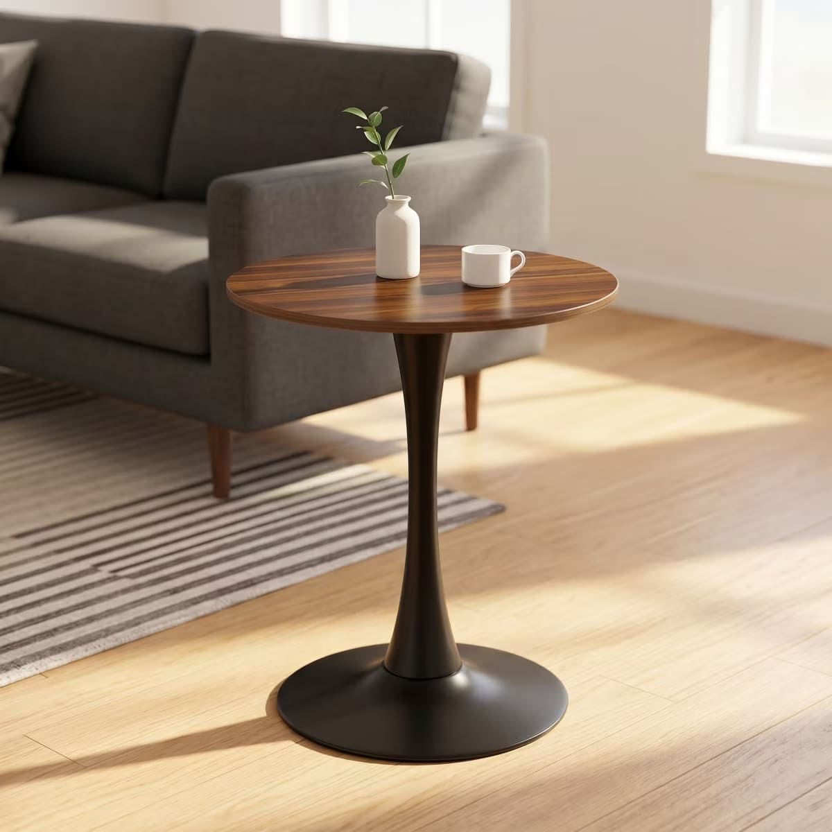Round Dining Table – White Tulip Pedestal Design for Small Spaces