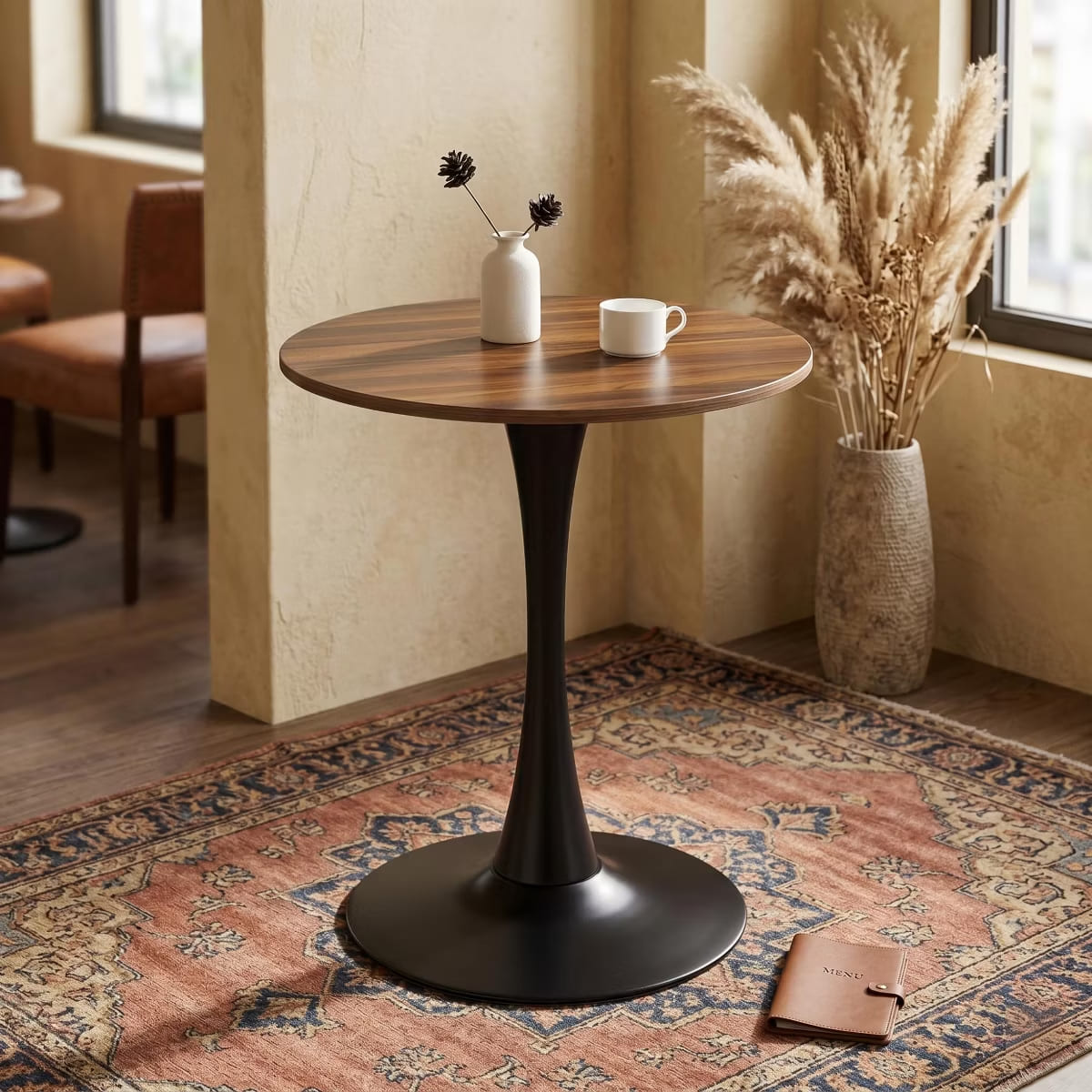 Round Dining Table – White Tulip Pedestal Design for Small Spaces