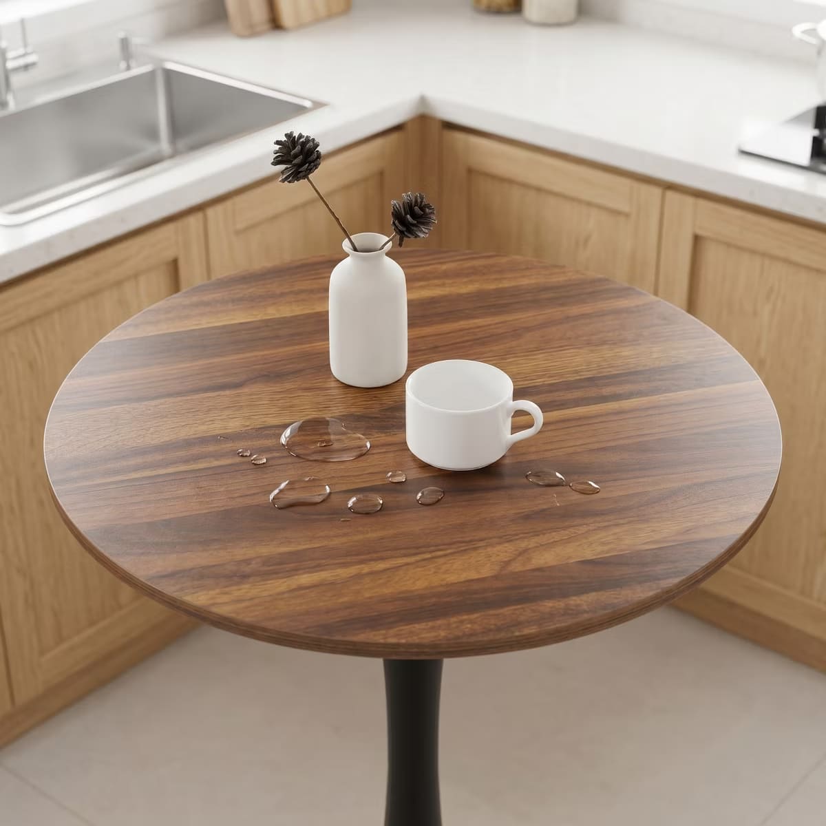 Round Dining Table – White Tulip Pedestal Design for Small Spaces