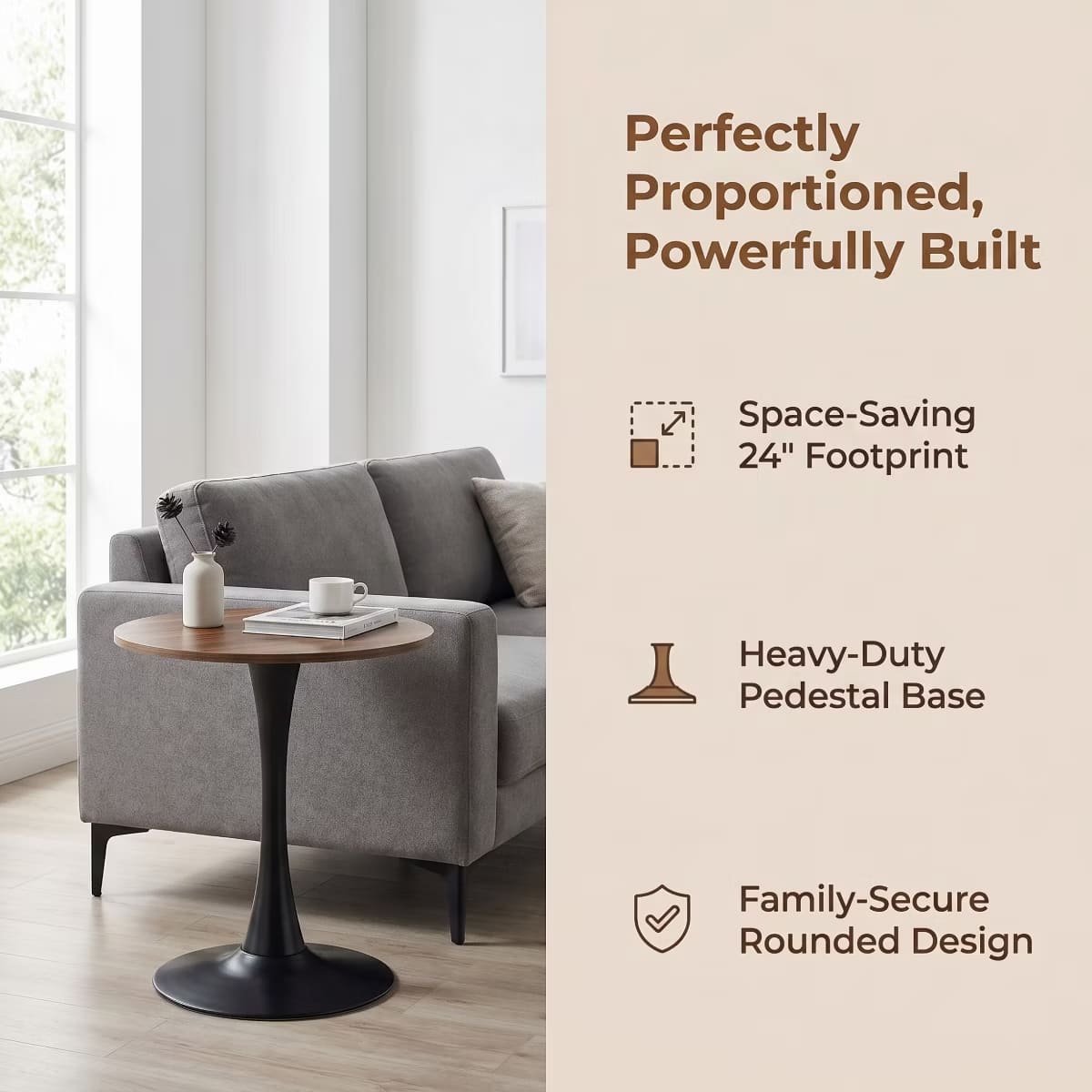 Round Dining Table – White Tulip Pedestal Design for Small Spaces