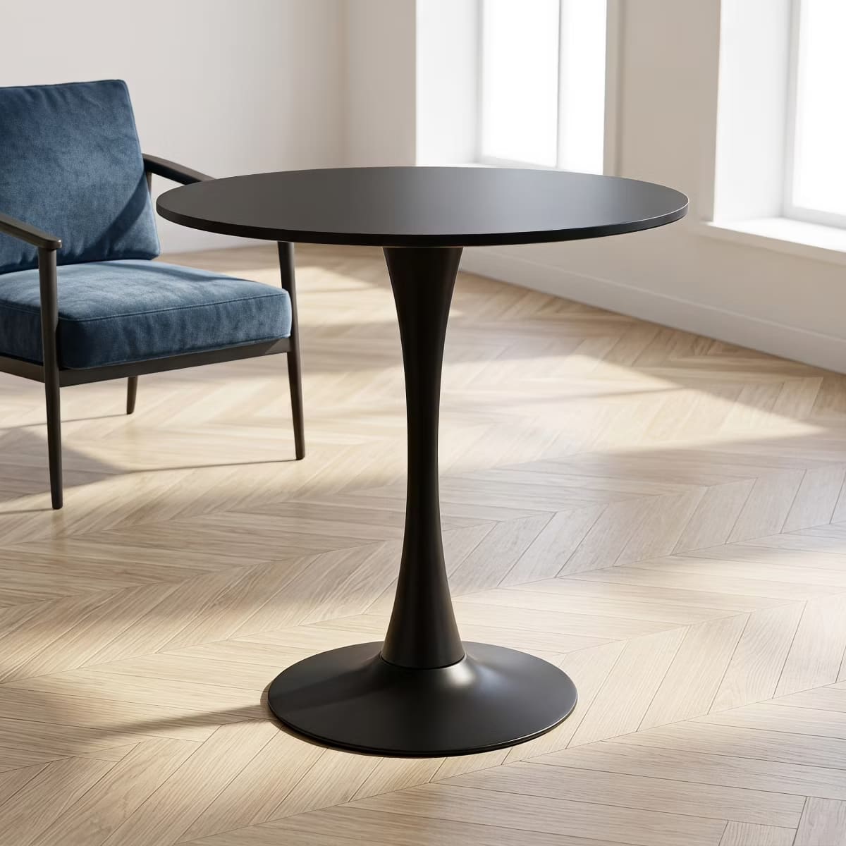 Round Dining Table – White Tulip Pedestal Design for Small Spaces
