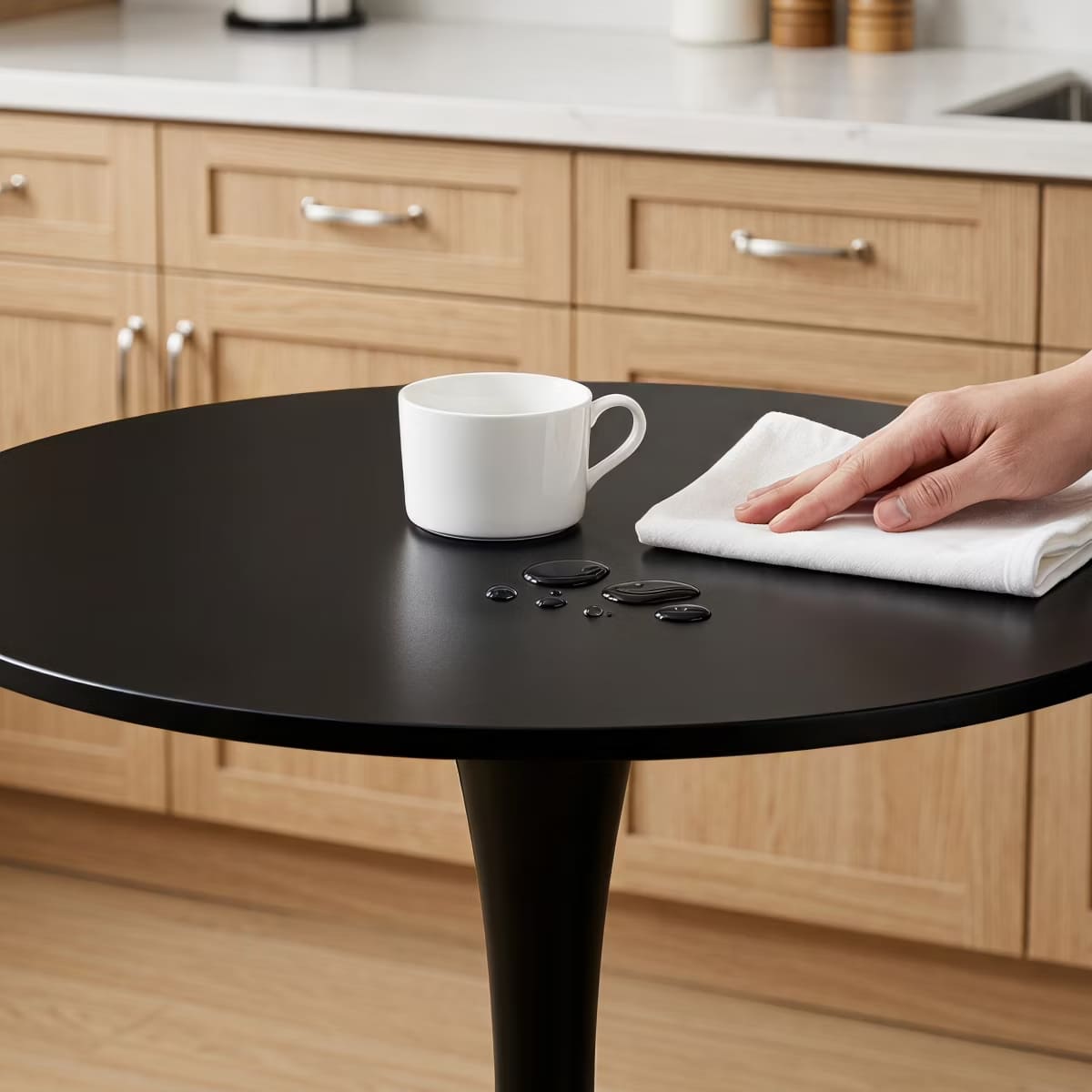Round Dining Table – White Tulip Pedestal Design for Small Spaces
