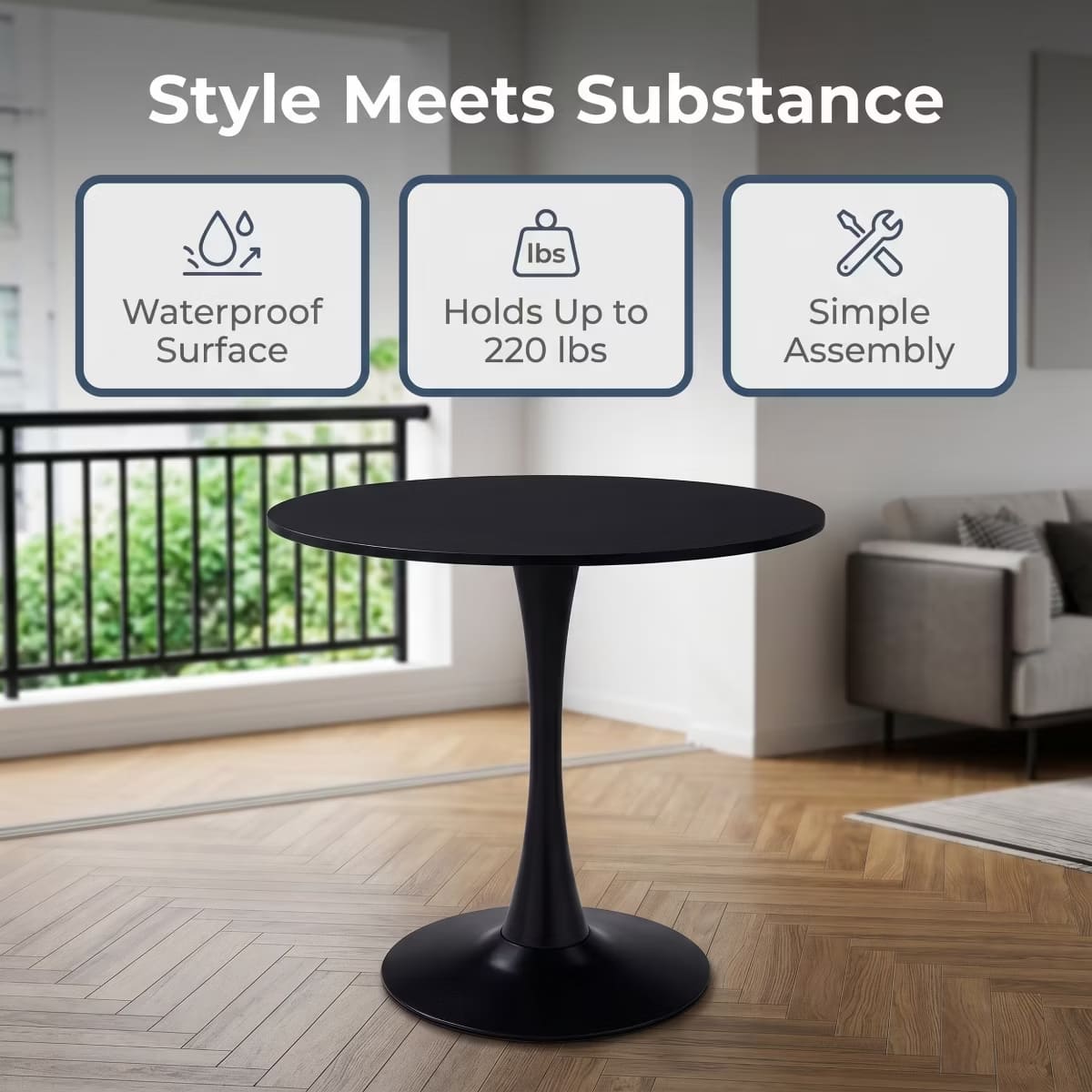 Round Dining Table – White Tulip Pedestal Design for Small Spaces