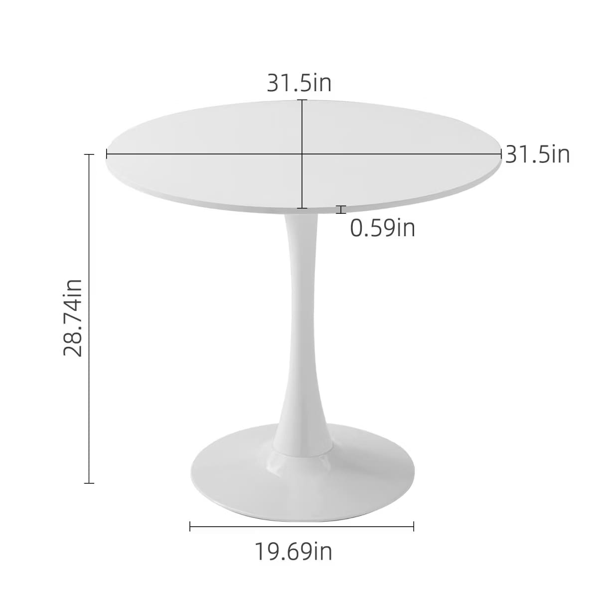 Round Dining Table – White Tulip Pedestal Design for Small Spaces