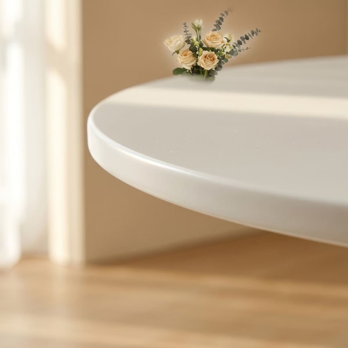 Round Dining Table – White Tulip Pedestal Design for Small Spaces