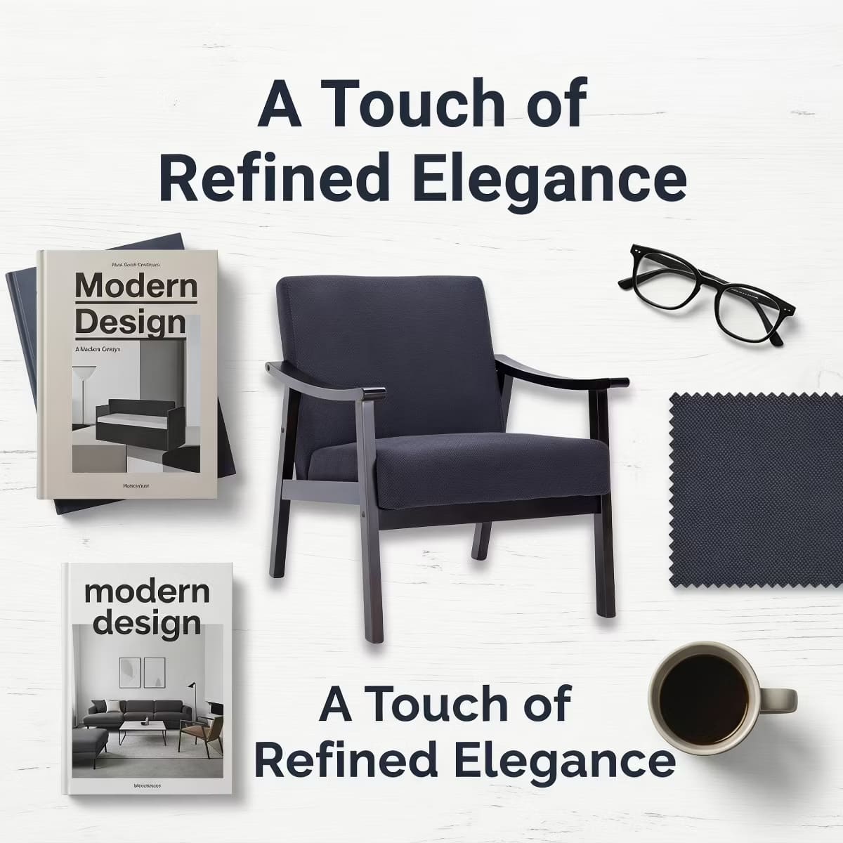 Mid-Century Accent Chair – Solid Rubberwood Frame with Plush Foam Cushion