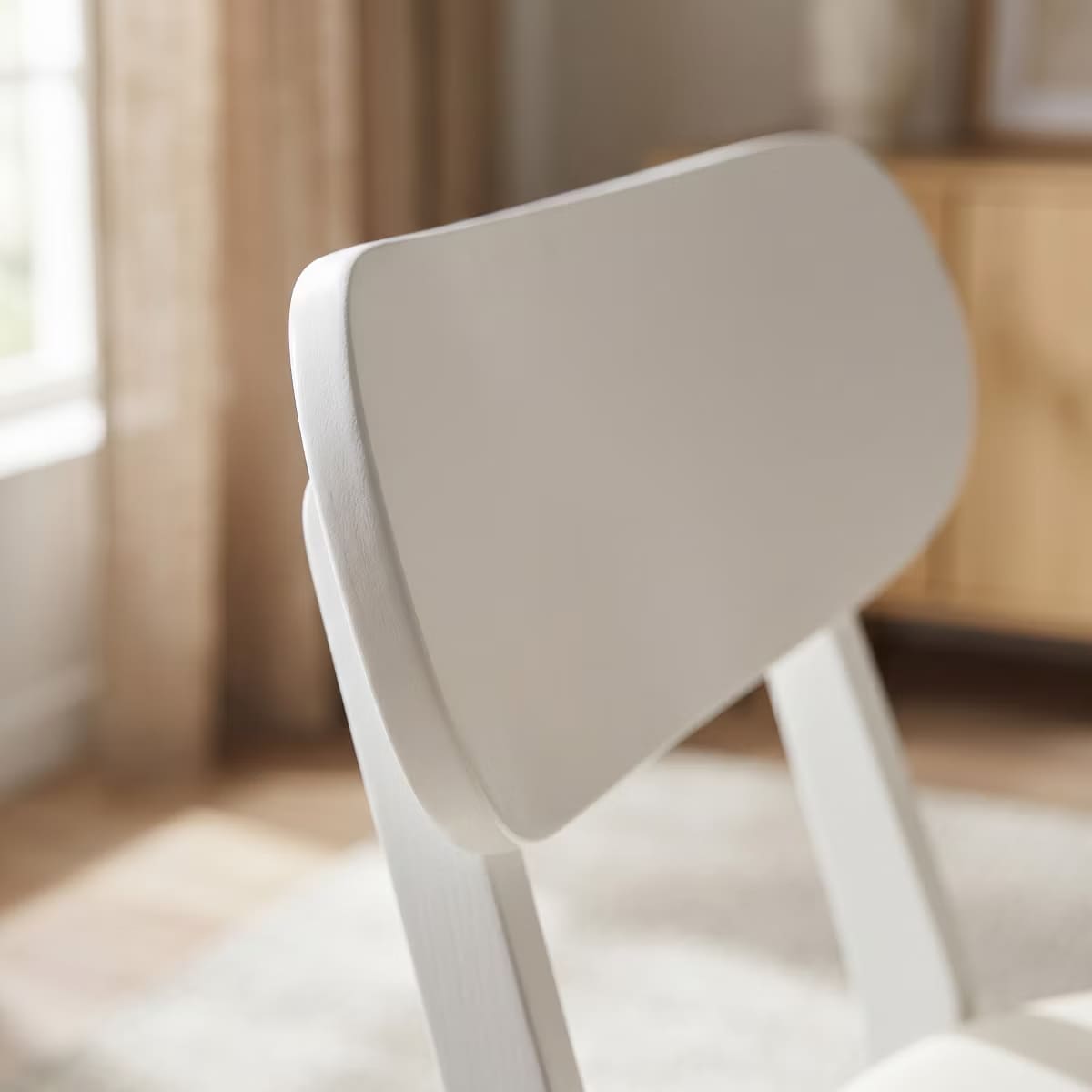 Dining Chairs Set of 2 – White PU Leather with Solid Rubberwood Legs