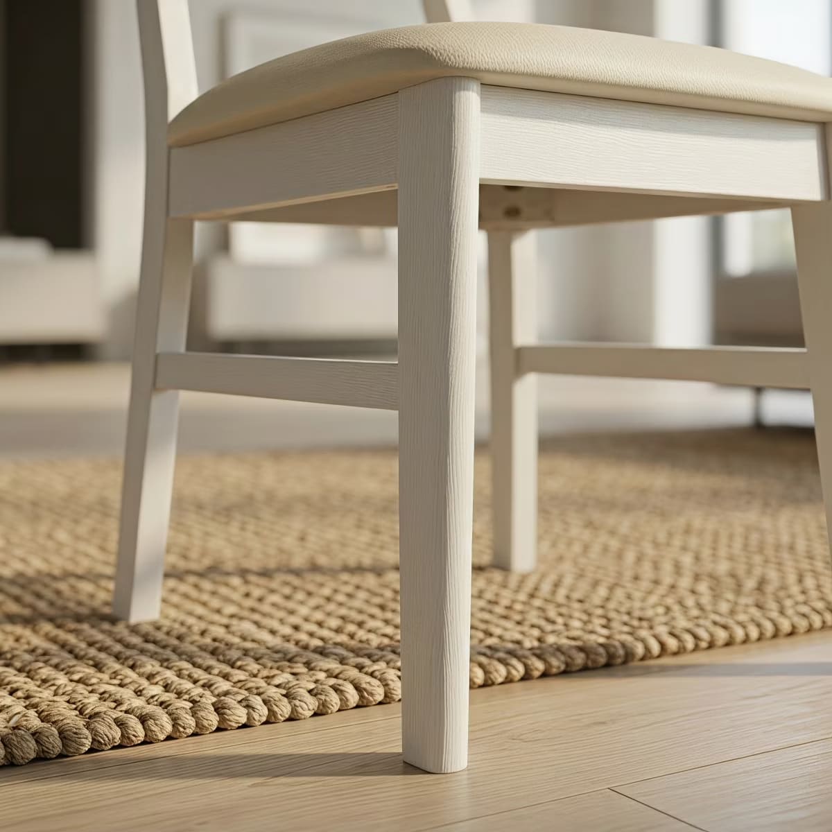 Dining Chairs Set of 2 – White PU Leather with Solid Rubberwood Legs