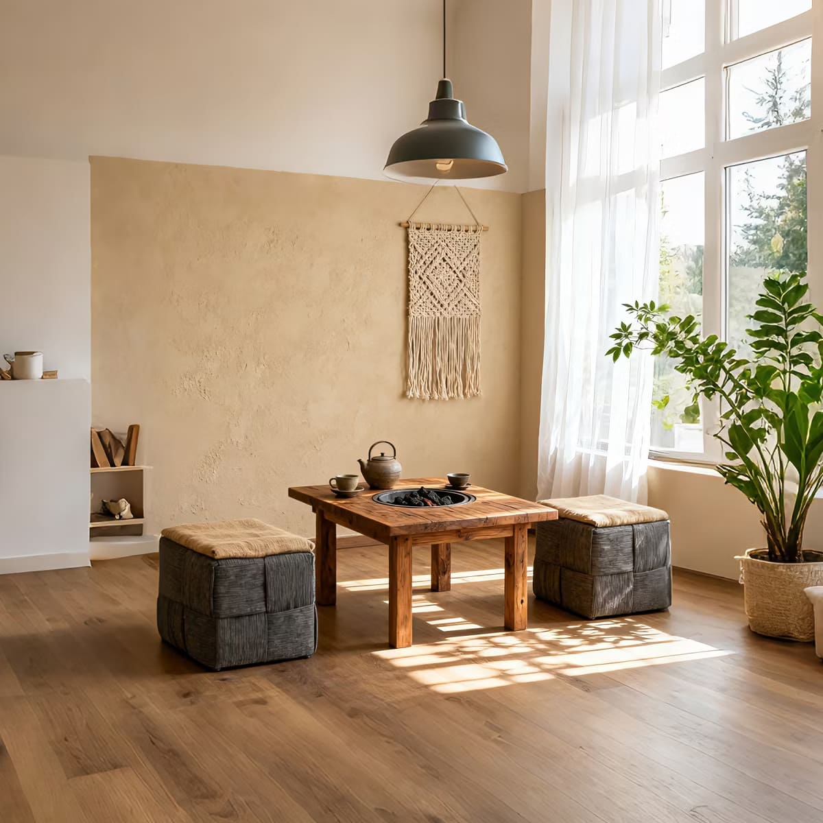 Square Ottoman Footrest – Soft Corduroy Woven Accent Stool for Home