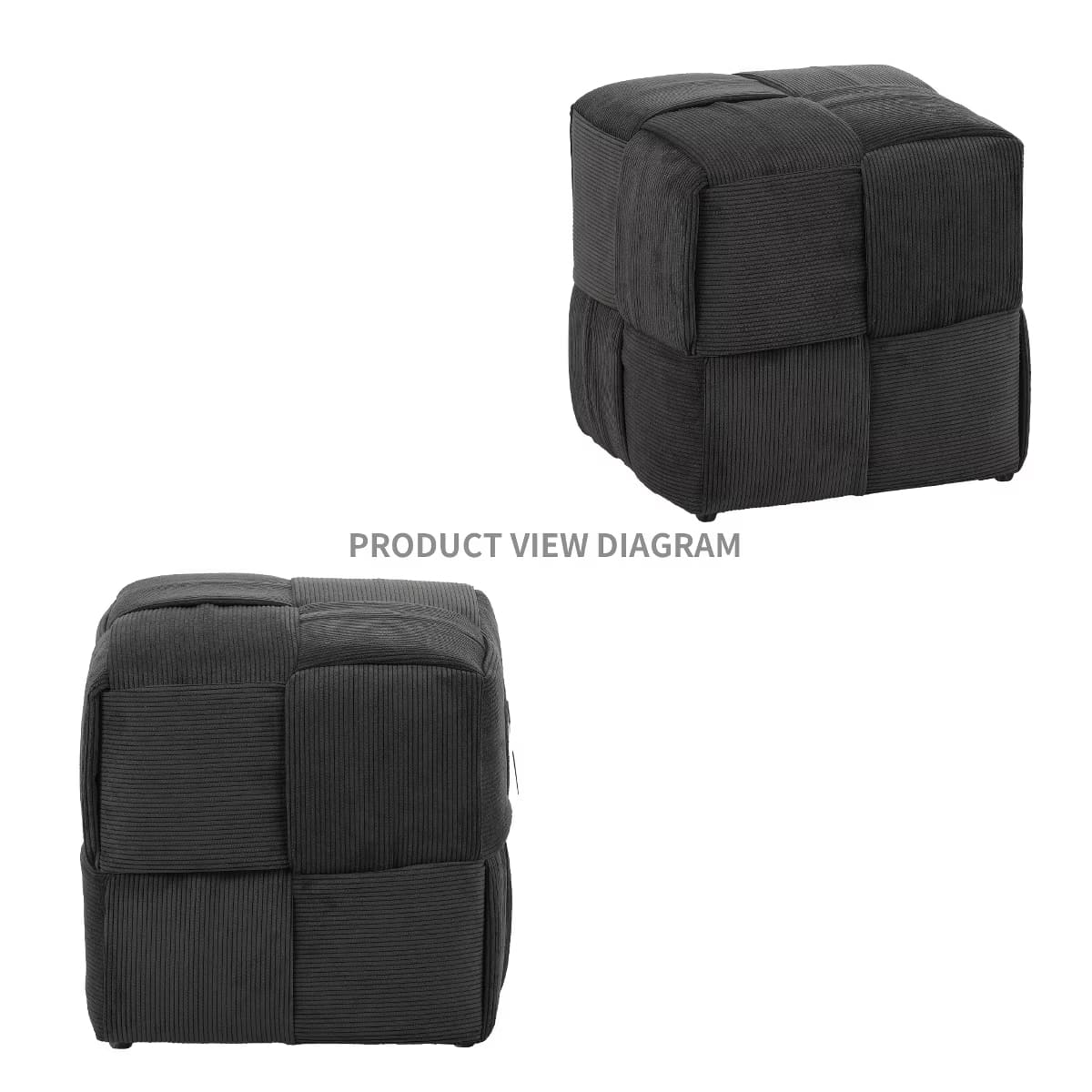 Square Ottoman Footrest – Soft Corduroy Woven Accent Stool for Home