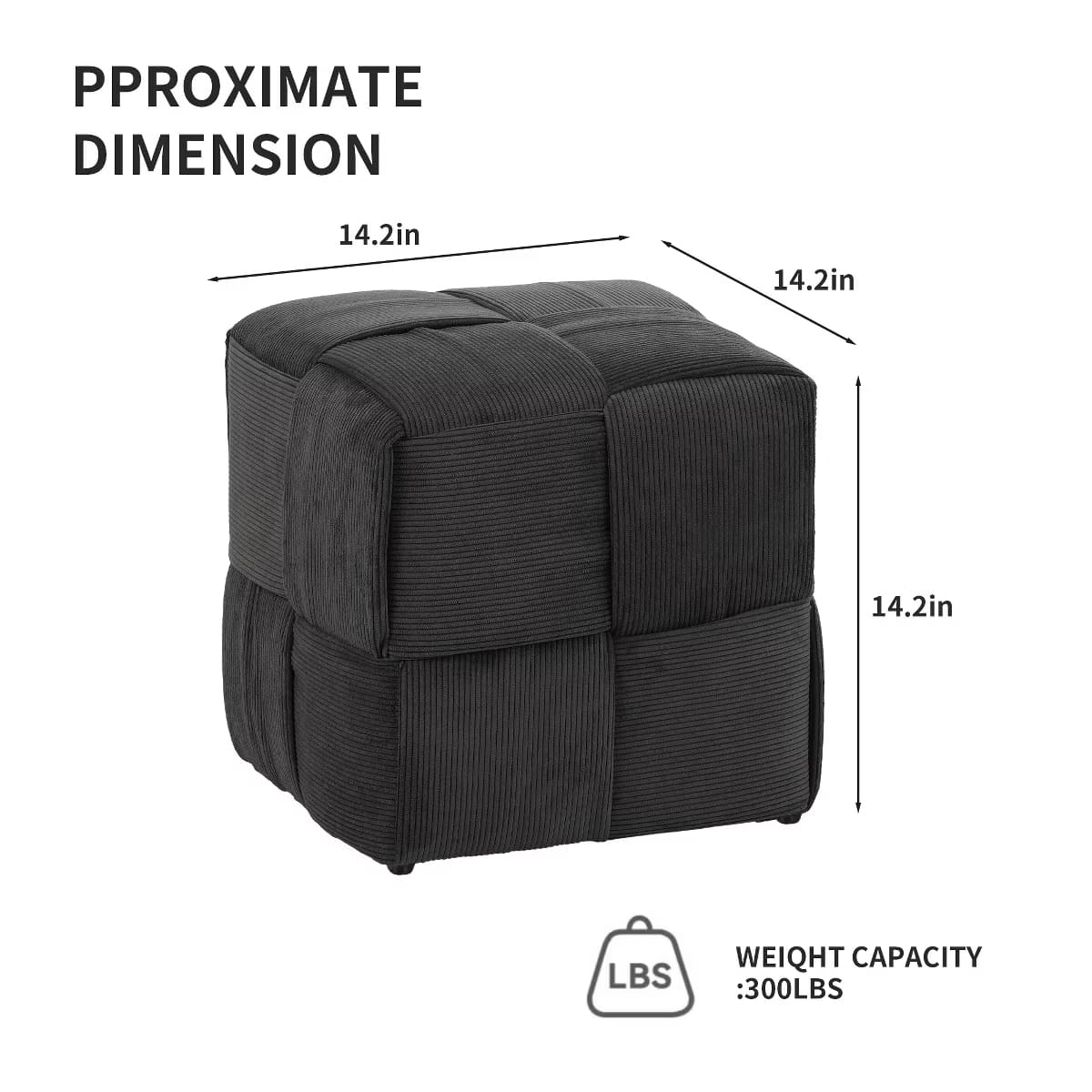 Square Ottoman Footrest – Soft Corduroy Woven Accent Stool for Home