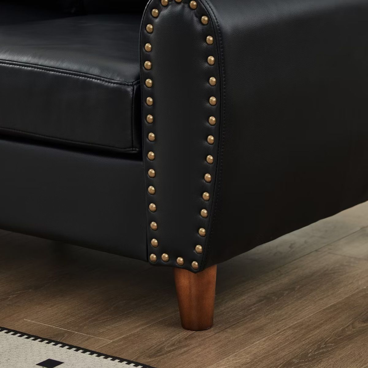 Faux Leather Sofa Set with Sofa & Loveseat, Rolled Arms and Nailhead Trim