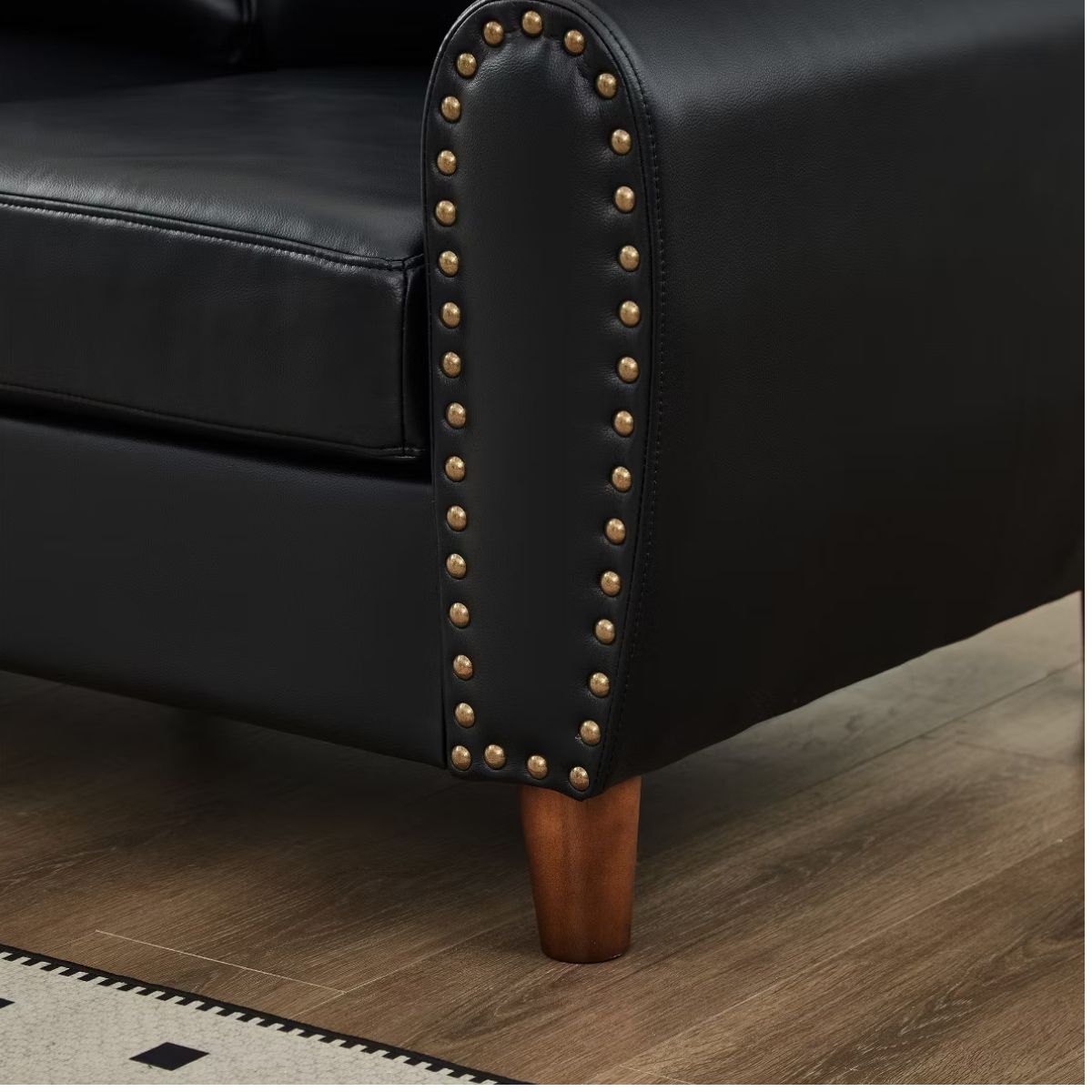 81.5-Inch Mid-Century Faux Leather Sofa with Rolled Arms, 900-Lb Capacity