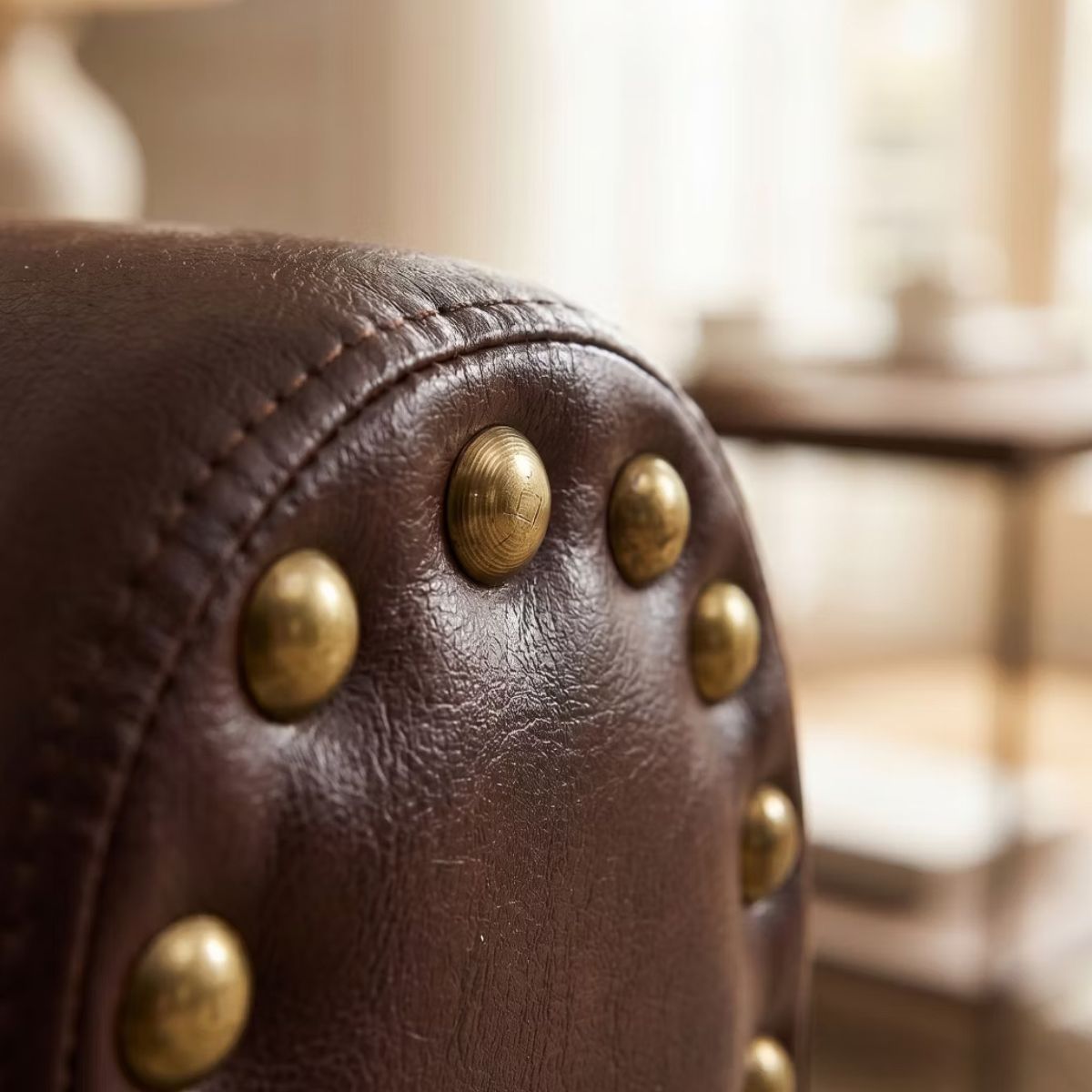 59" Loveseat Sofa with Faux Leather, Rolled Arms & Mid-Century Style