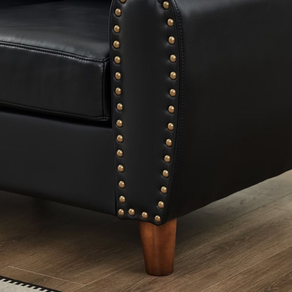 59" Loveseat Sofa with Faux Leather, Rolled Arms & Mid-Century Style