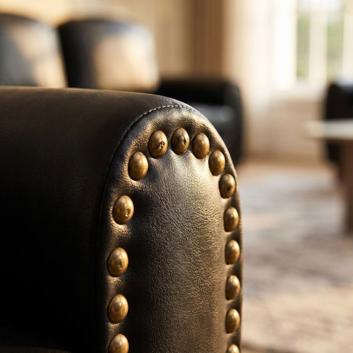 59" Loveseat Sofa with Faux Leather, Rolled Arms & Mid-Century Style