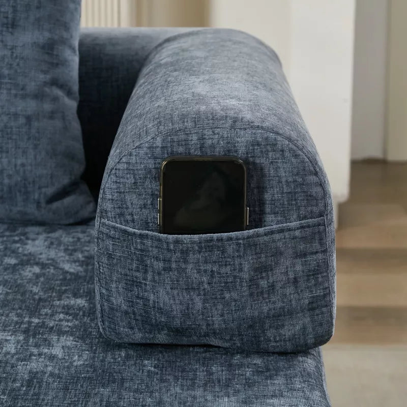 Convertible Chenille Floor Sofa Bed with Foldable Modular Design and Pillows