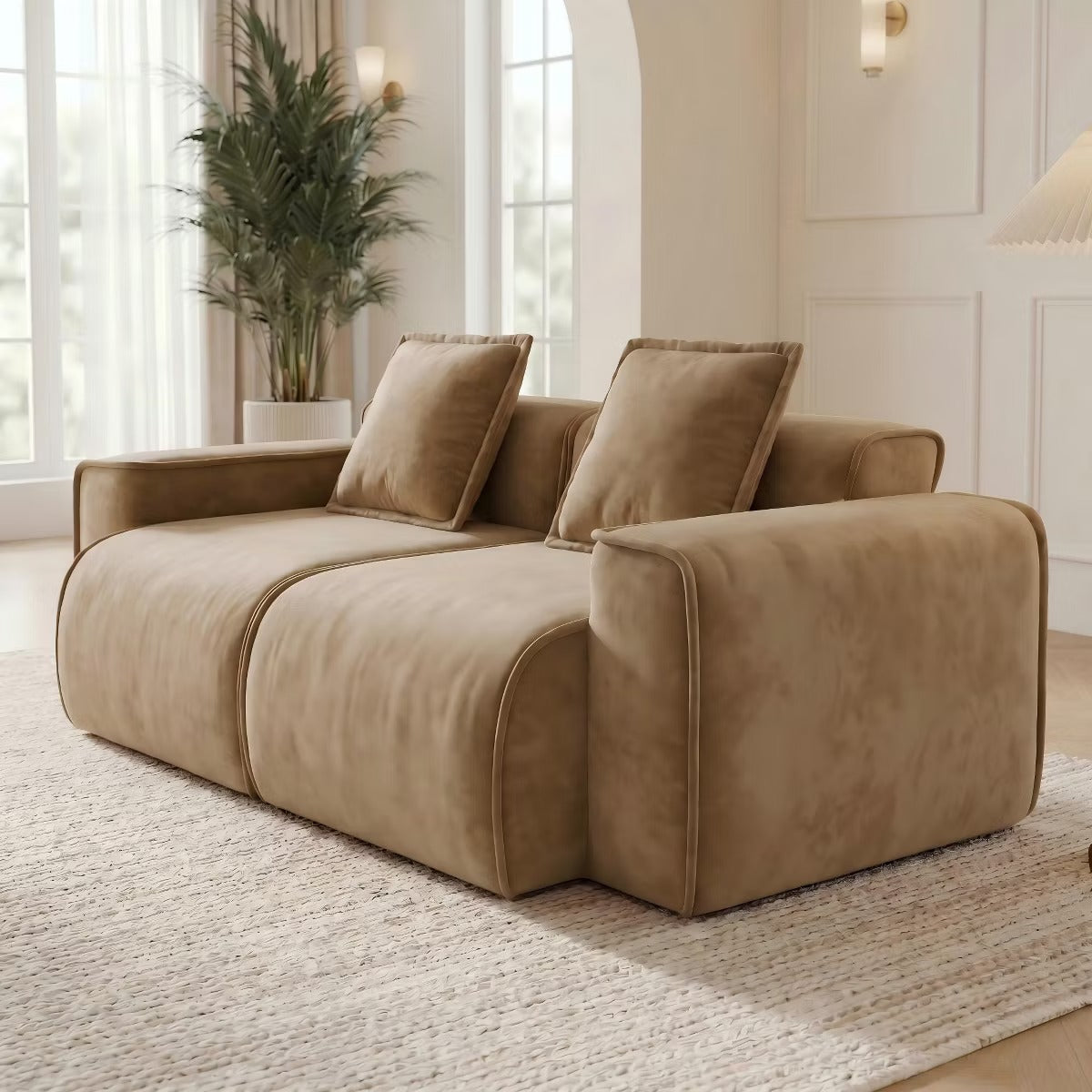 Modular Cloud Sofa 78" Plush Velvet Boneless Loveseat with No Assembly