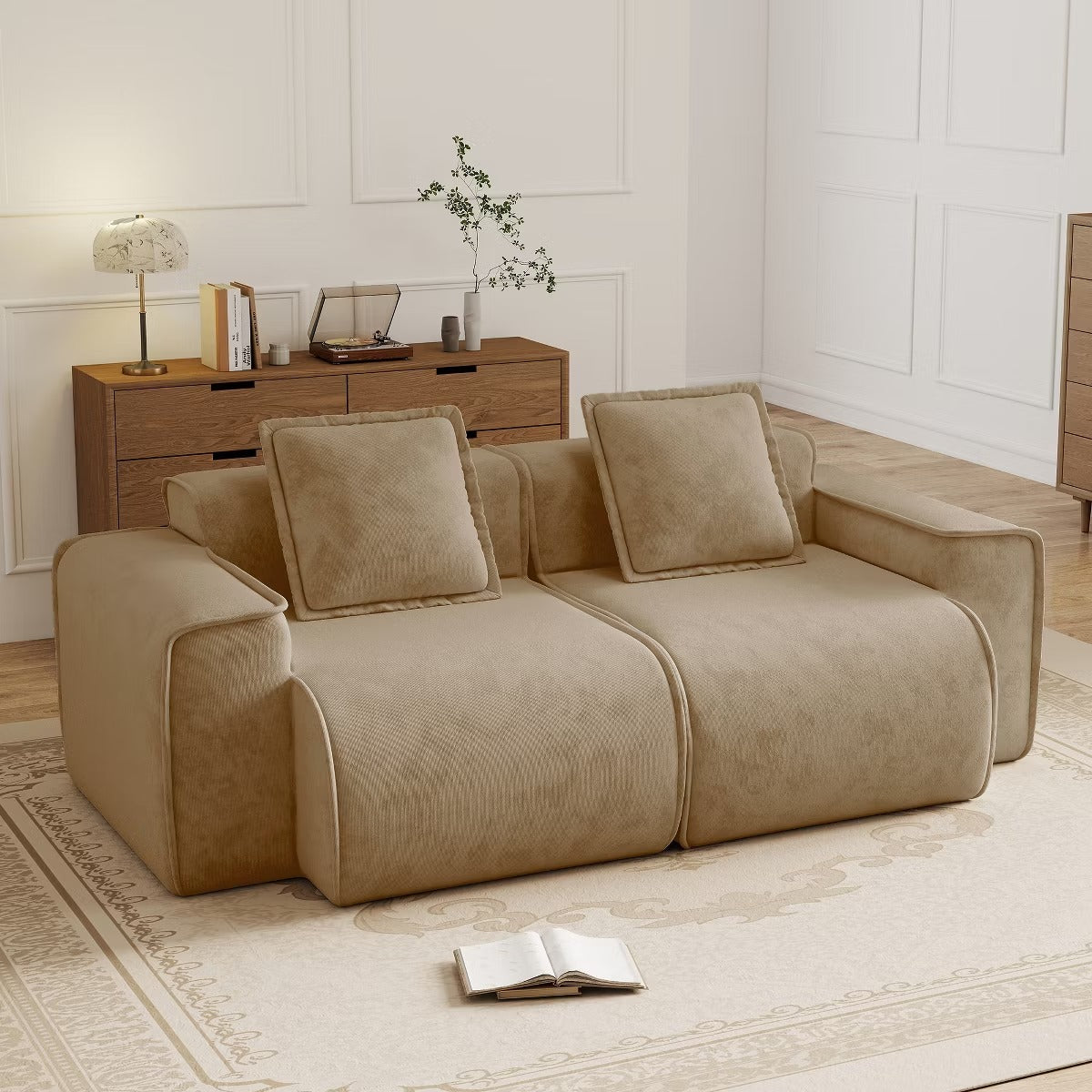 Modular Cloud Sofa 78" Plush Velvet Boneless Loveseat with No Assembly