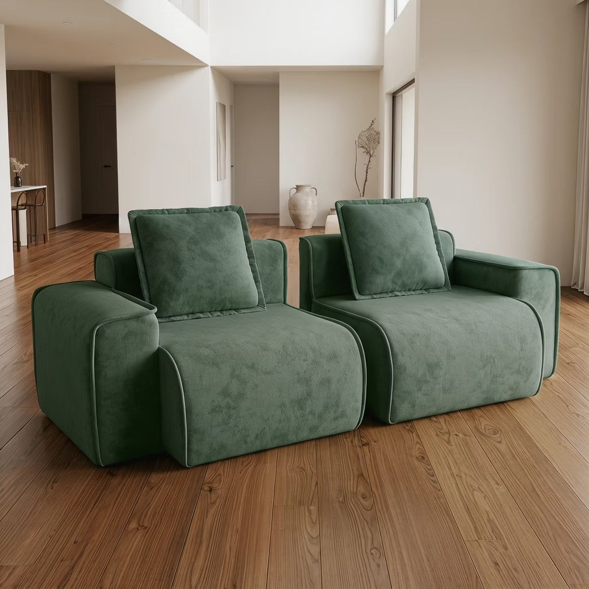 Modular Cloud Sofa 78" Plush Velvet Boneless Loveseat with No Assembly