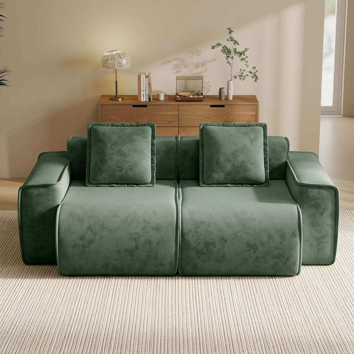Modular Cloud Sofa 78" Plush Velvet Boneless Loveseat with No Assembly