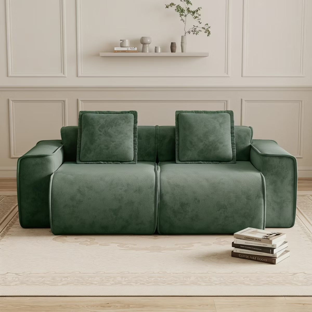 Modular Cloud Sofa 78" Plush Velvet Boneless Loveseat with No Assembly