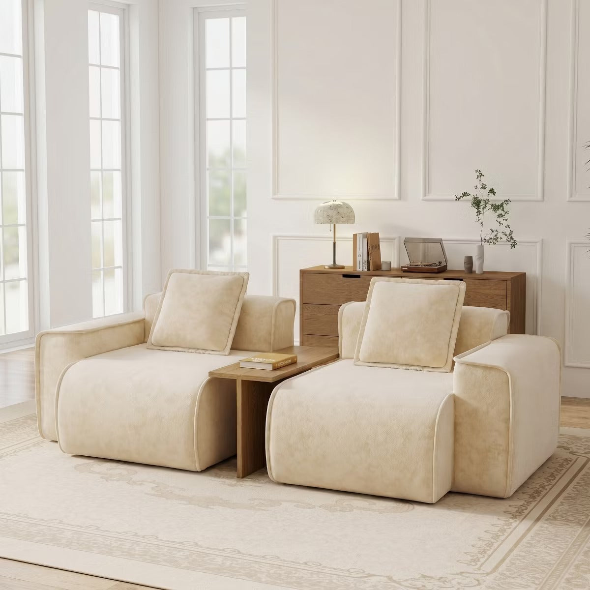 Modular Cloud Sofa 78" Plush Velvet Boneless Loveseat with No Assembly