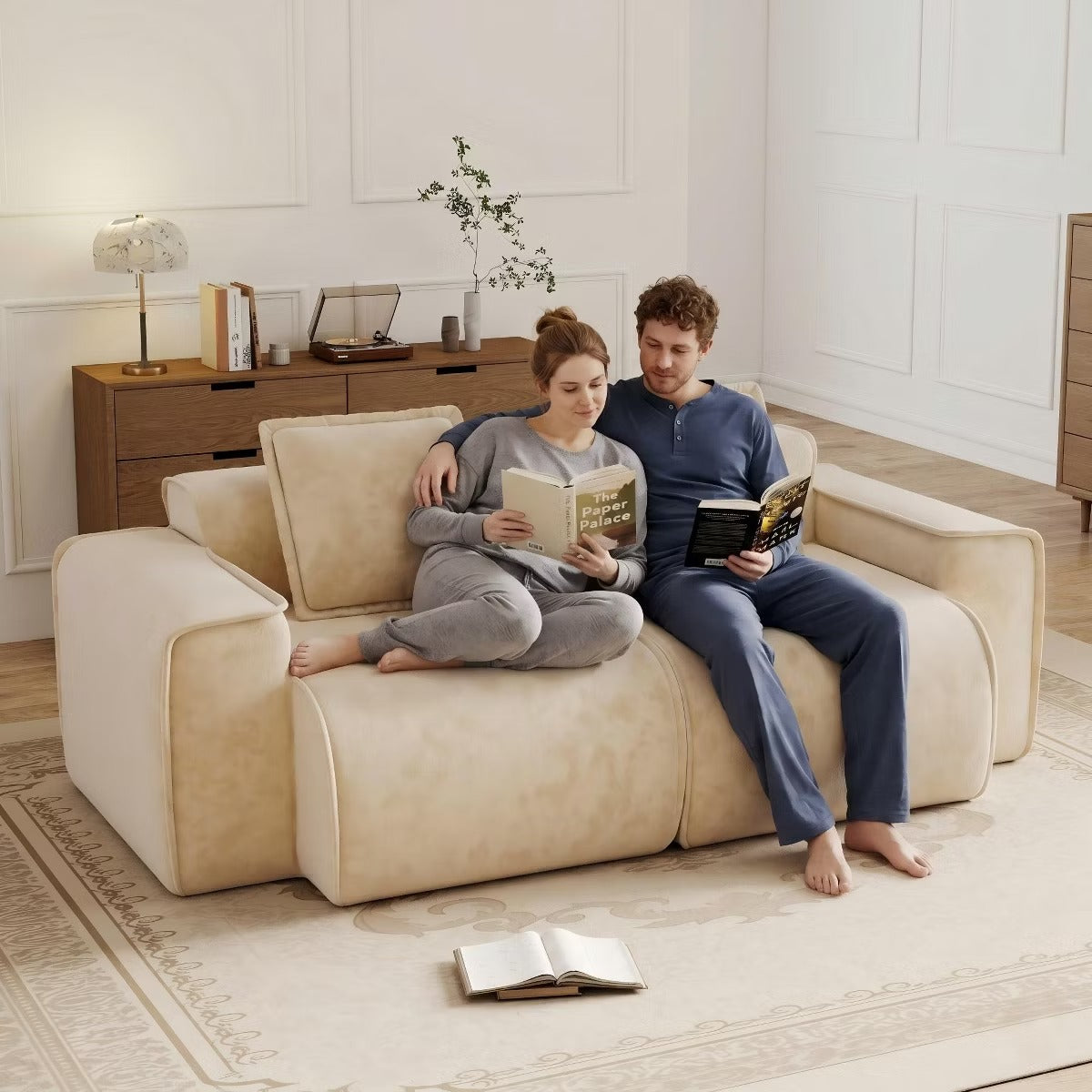 Modular Cloud Sofa 78" Plush Velvet Boneless Loveseat with No Assembly
