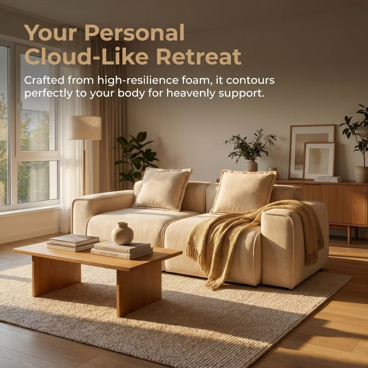 Modular Cloud Sofa 78" Plush Velvet Boneless Loveseat with No Assembly