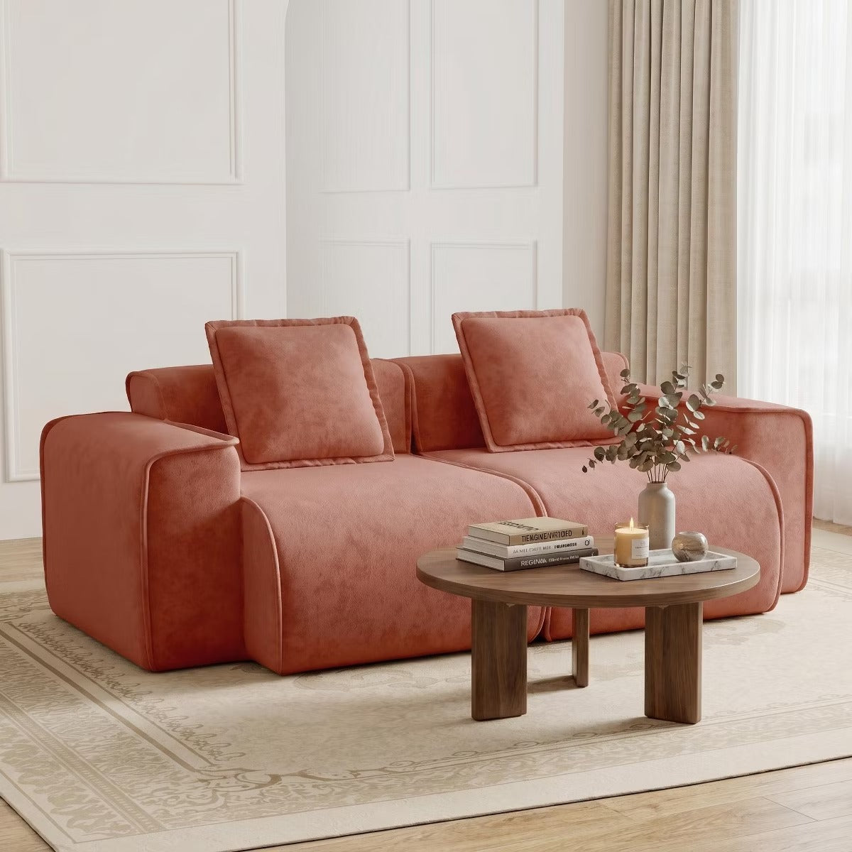 Modular Cloud Sofa 78" Plush Velvet Boneless Loveseat with No Assembly