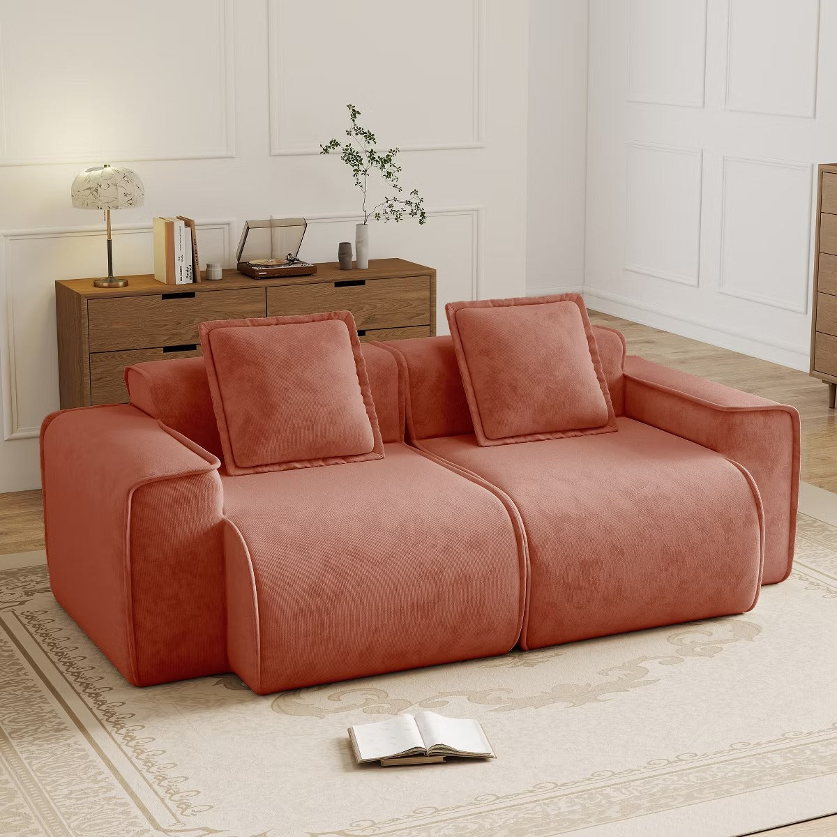Modular Cloud Sofa 78" Plush Velvet Boneless Loveseat with No Assembly