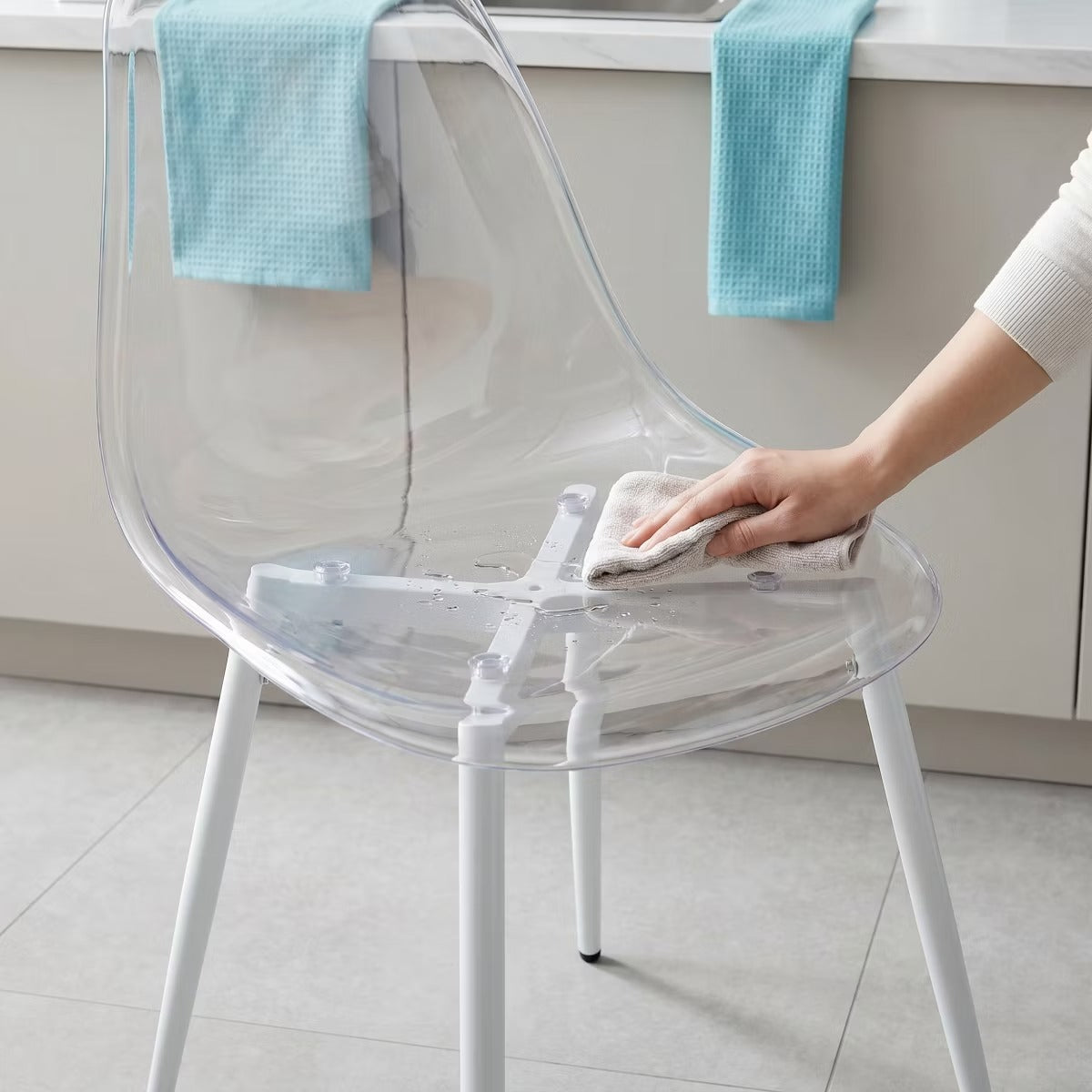 Modern Dining Chairs Set of 4 with Durable PET Seats and Metal Legs