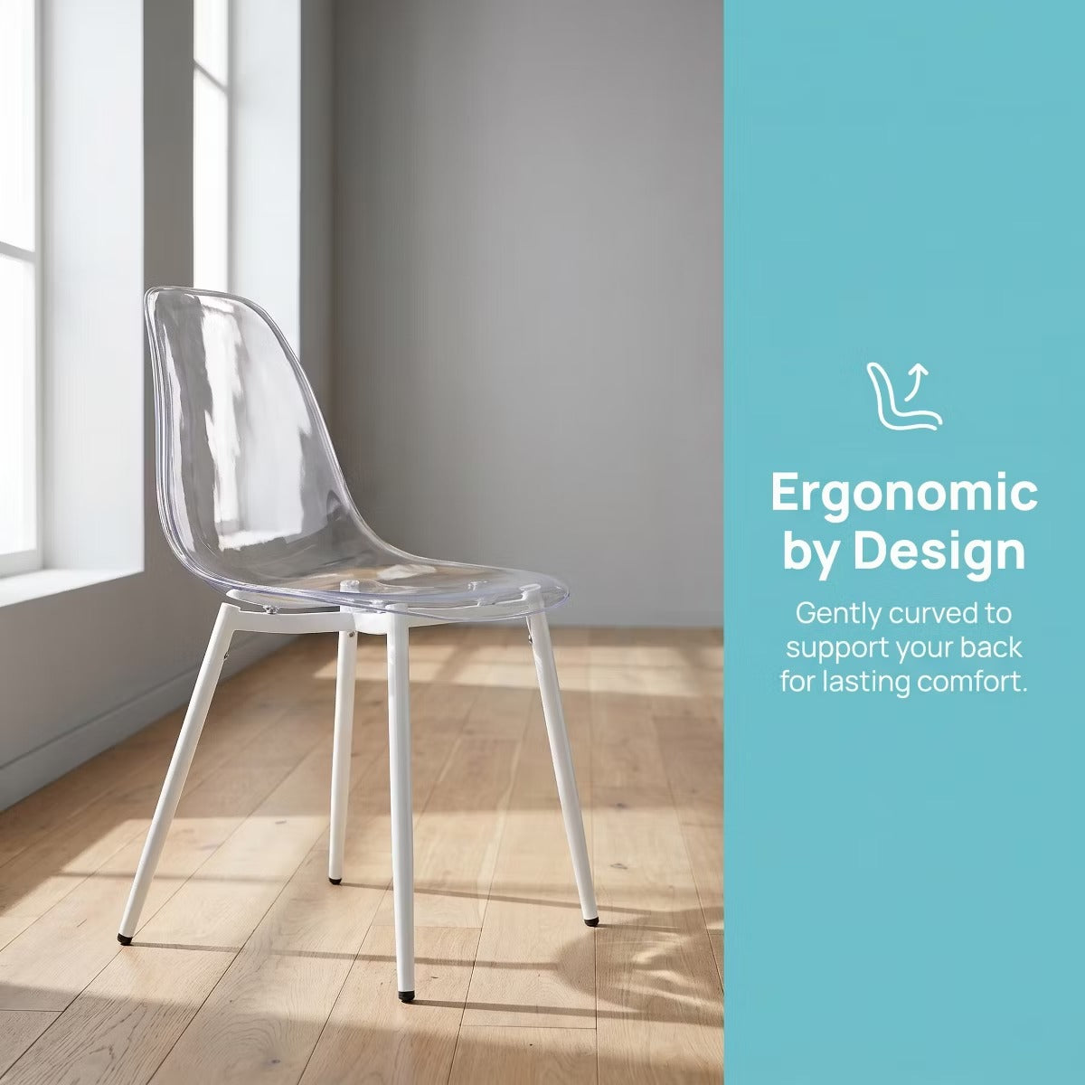 Modern Dining Chairs Set of 4 with Durable PET Seats and Metal Legs