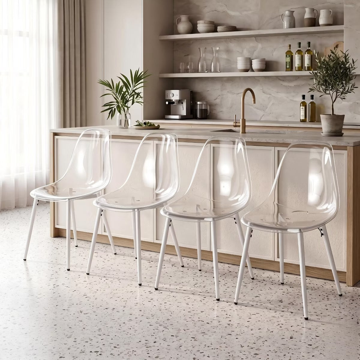Modern Dining Chairs Set of 4 with Durable PET Seats and Metal Legs
