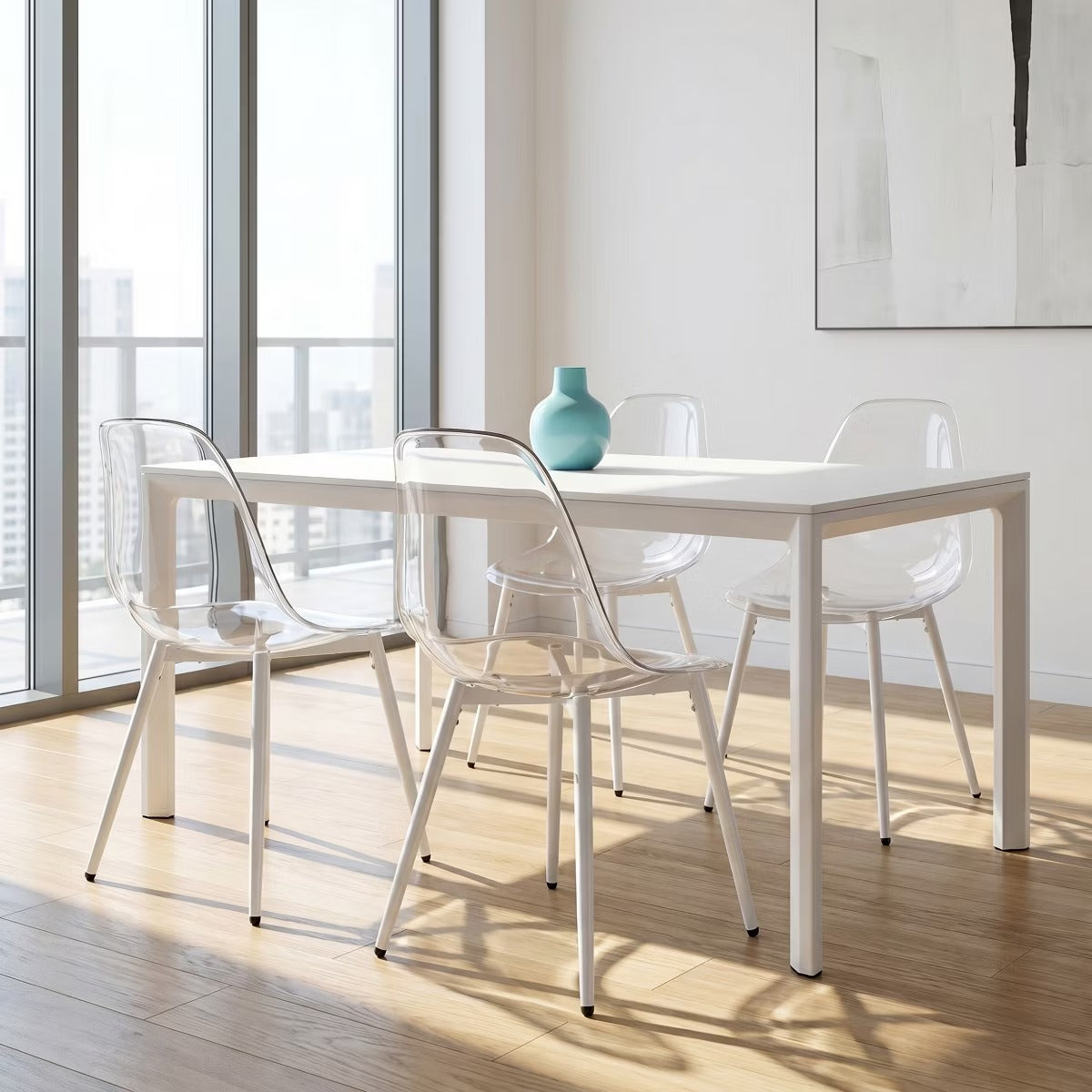 Modern Dining Chairs Set of 4 with Durable PET Seats and Metal Legs