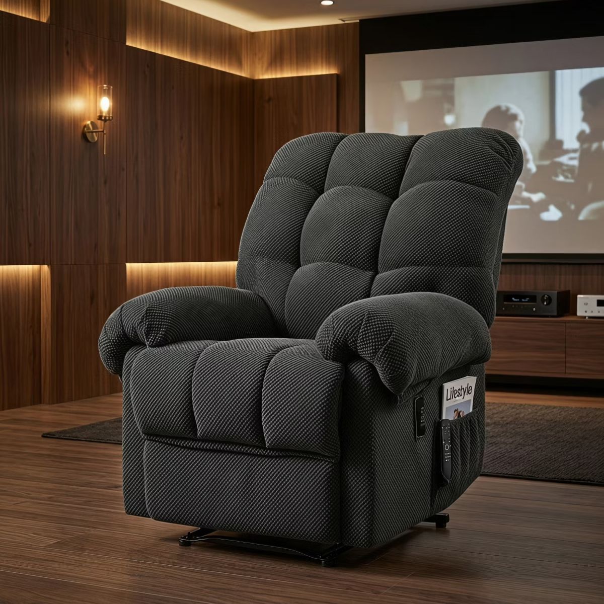 Warm Cashmere Manual Recliner Chair with Plush Comfort & Footrest