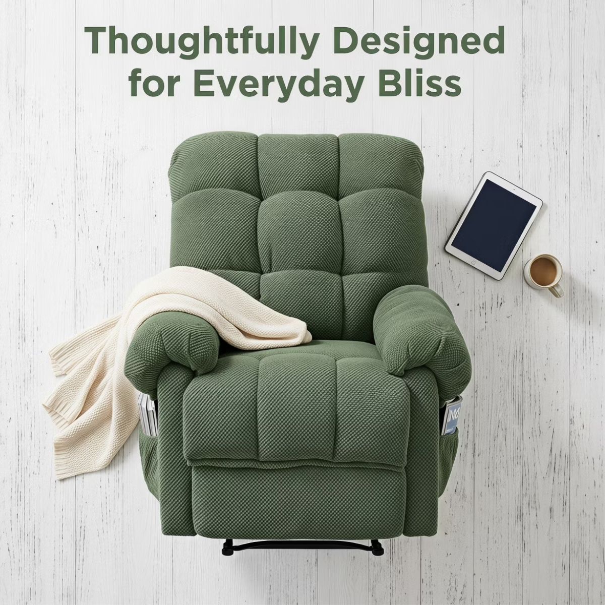 Warm Cashmere Manual Recliner Chair with Plush Comfort & Footrest