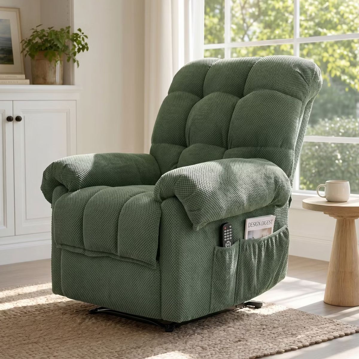 Warm Cashmere Manual Recliner Chair with Plush Comfort & Footrest