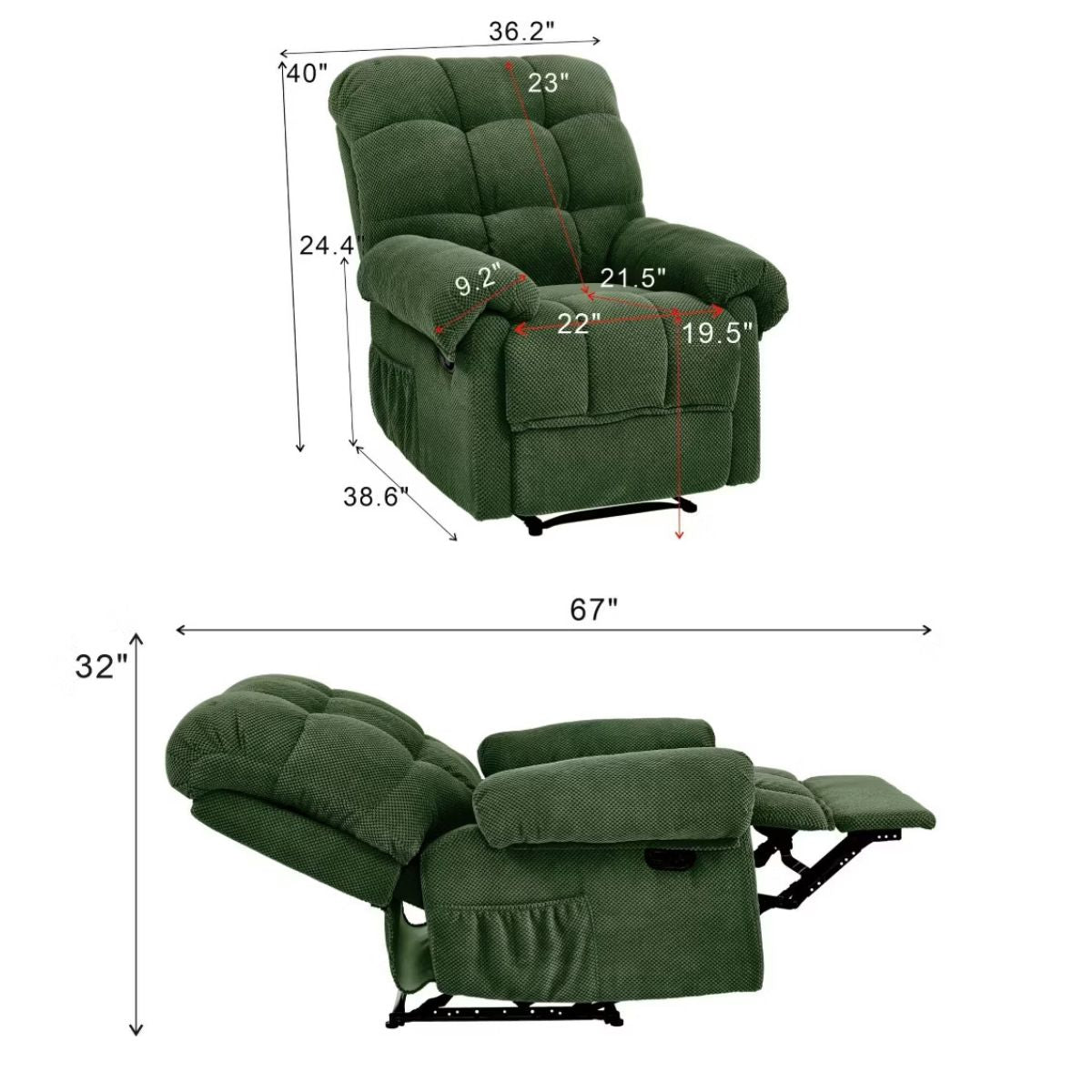 Warm Cashmere Manual Recliner Chair with Plush Comfort & Footrest