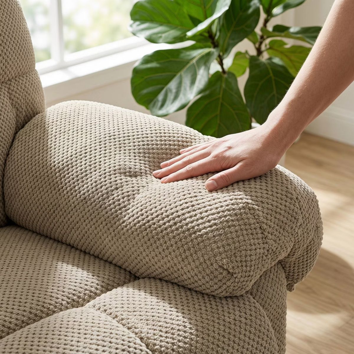Warm Cashmere Manual Recliner Chair with Plush Comfort & Footrest