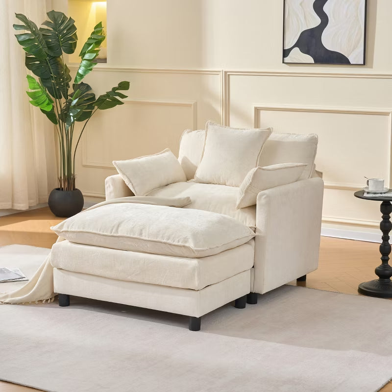 39.4” Chenille Club Chair with Ottoman for Living Room