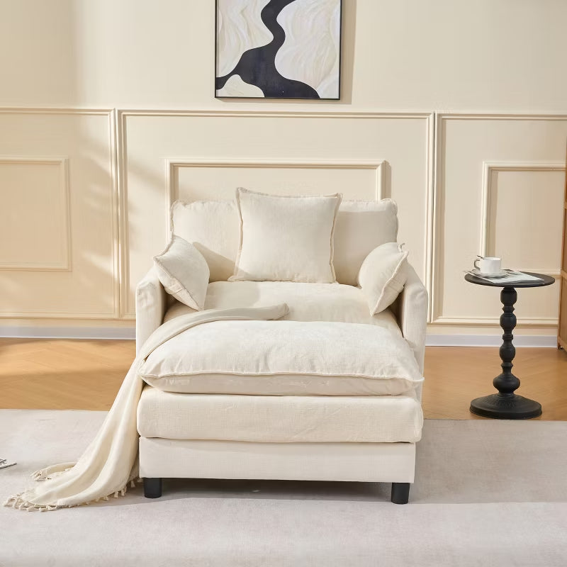 39.4” Chenille Club Chair with Ottoman for Living Room