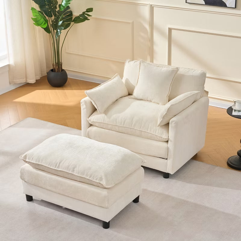 39.4” Chenille Club Chair with Ottoman for Living Room