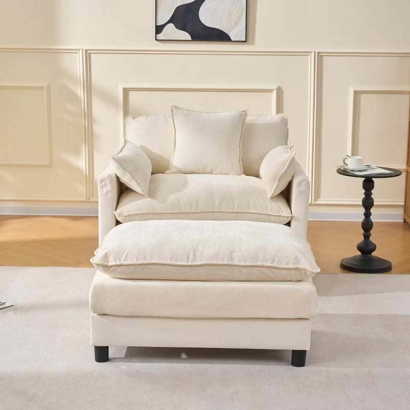 39.4” Chenille Club Chair with Ottoman for Living Room